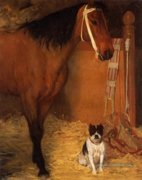 à l’écurie cheval et chien Edgar Degas Peinture à l'huile